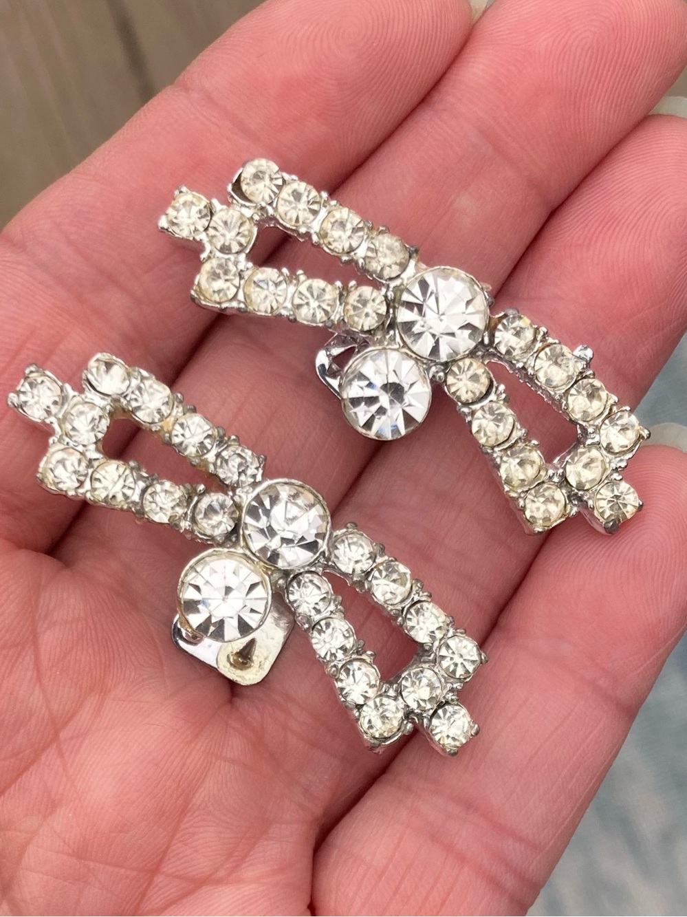 Vintage clear Rhinestone Shoe Clips